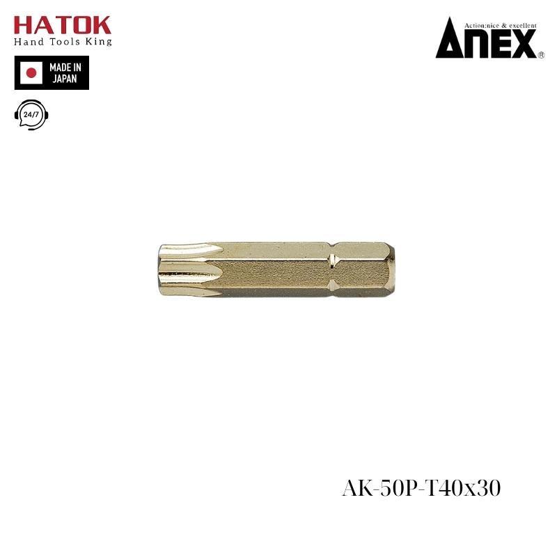 Mũi vít ngắn hoa thị Anex AK-50P-T40x30 Nhật Bản