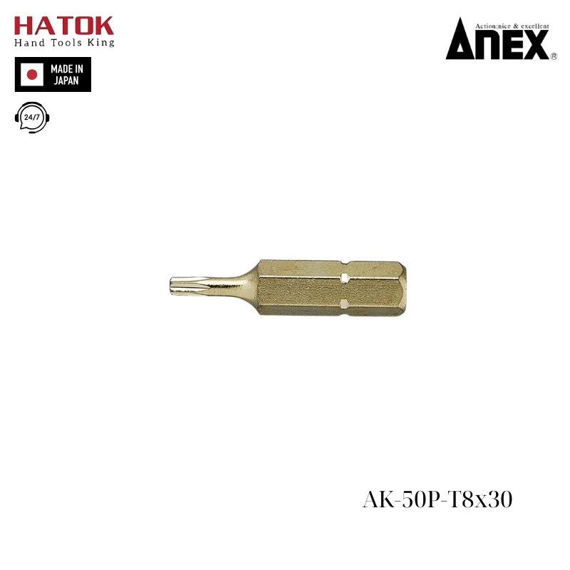 Mũi vít ngắn hoa thị Anex AK-50P-T8x30 Nhật Bản