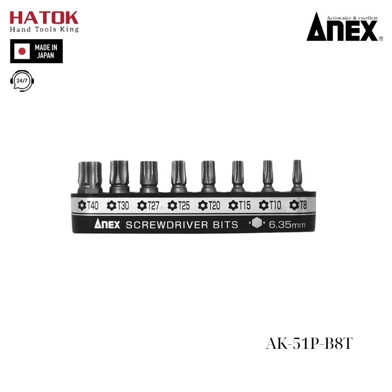 Bộ 8 mũi vít hoa thị lỗ Anex AK-51P-B8T Nhật Bản