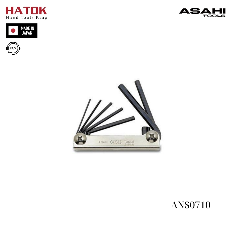 Bộ lục giác gấp gọn 7 chi tiết Asahi ANS0710 Nhật Bản