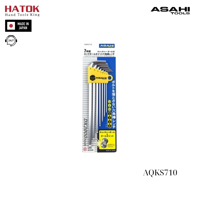 Bộ lục giác bi loại dài 1.5-6mm Asahi AQKS710 Nhật Bản
