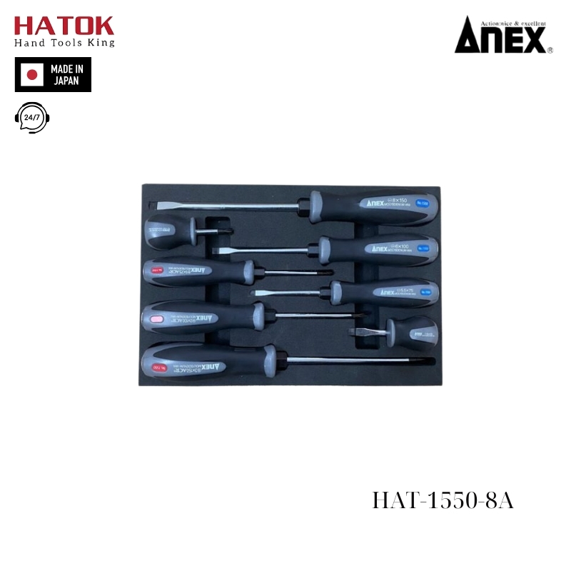 Bộ tô vít đóng 8 chi tiết HAT-1550-8A Anex Nhật Bản
