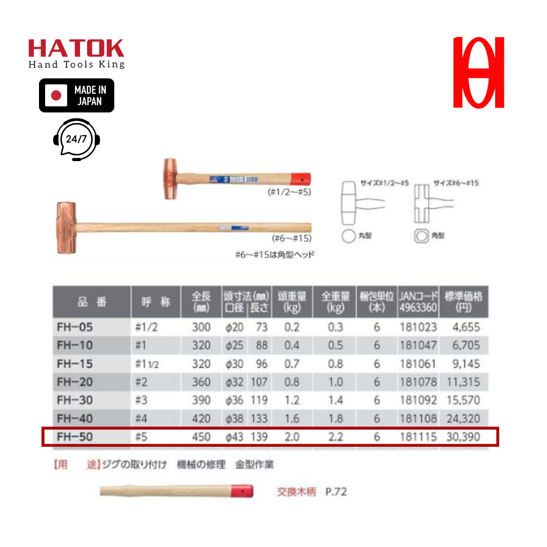 Búa đồng 5P OH FH-50 Nhật Bản