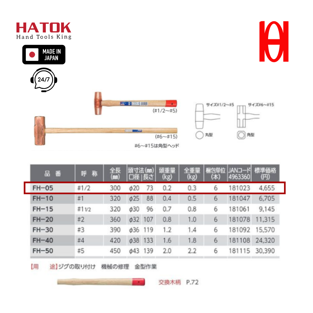 Búa đồng 1/2P OH FH-05 Nhật Bản