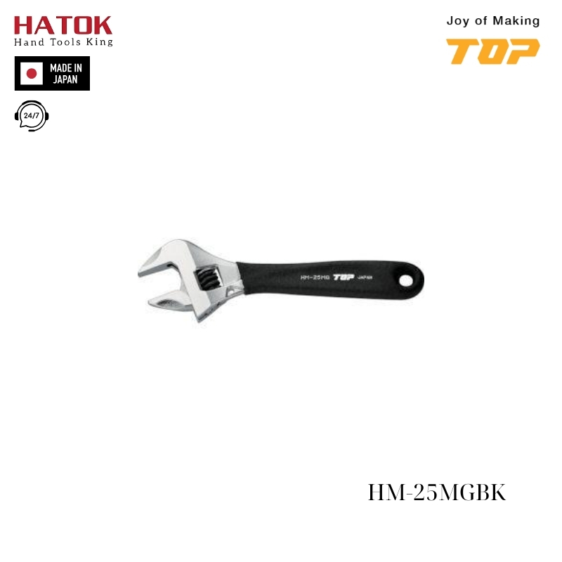 Mỏ lết thường miệng rộng tay cầm đen Top Kogyo HM-25MGBK Nhật Bản