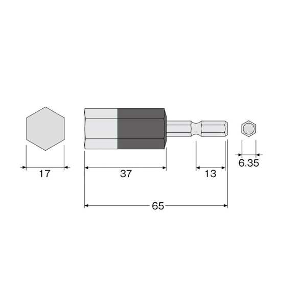 Mũi vít đầu lục giác 17mm ANEX ACHX-1765 Nhật Bản