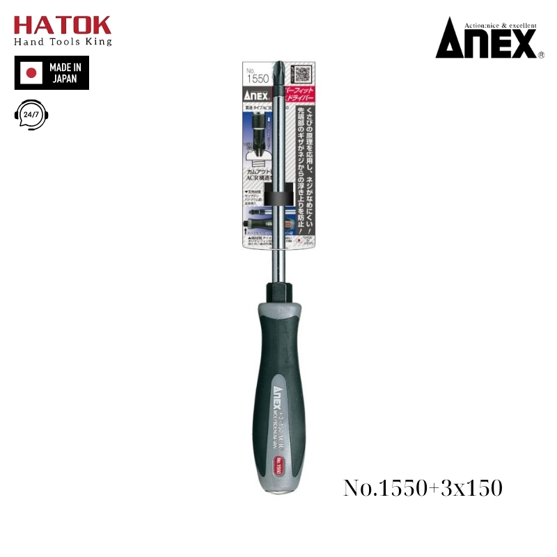 Tô vít đóng 4 cạnh Anex No.1550+3x150 Nhật Bản