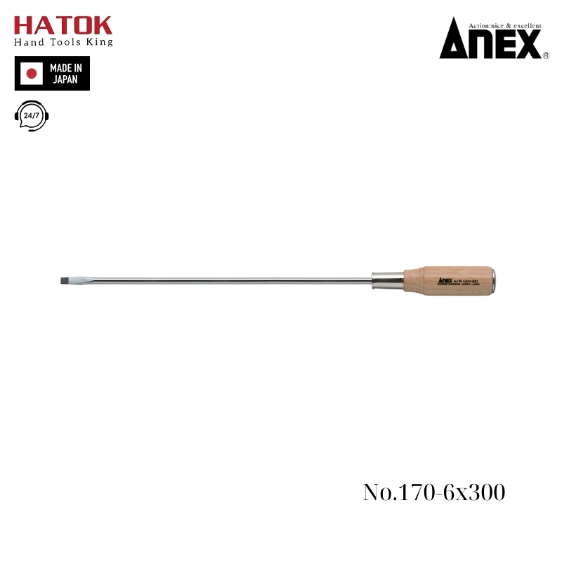 Tô vít đóng 2 cạnh tay gỗ Anex No.170-6x300 Nhật Bản