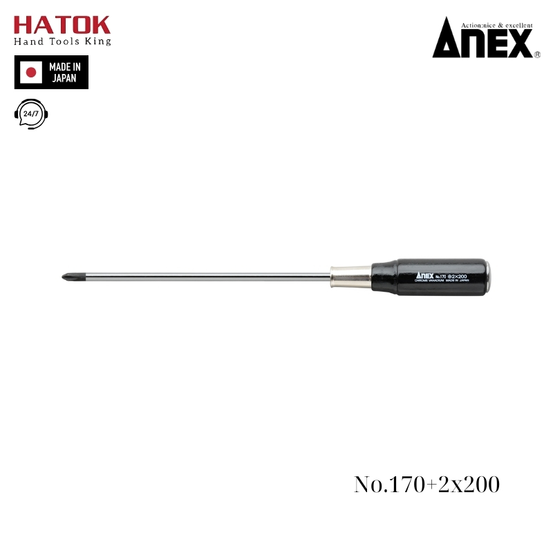 Tô vít đóng 4 cạnh tay gỗ Anex No.170+2x200 Nhật Bản