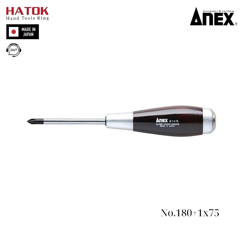 Tô vít đóng cán gỗ tam giác Anex No.180+1x75 Nhật Bản