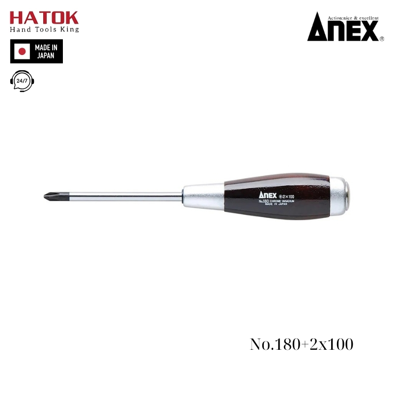 Tô vít đóng cán gỗ tam giác Anex No.180+2x100 Nhật Bản