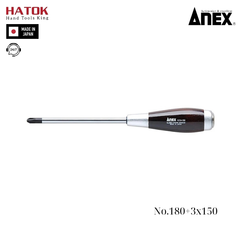 Tô vít đóng cán gỗ tam giác Anex No.180+3x150 Nhật Bản