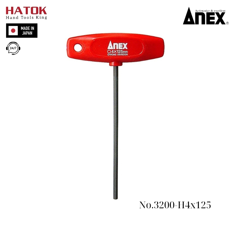 Tô vít lục giác tay cầm chữ T Anex No.3200-H4x125 Nhật Bản