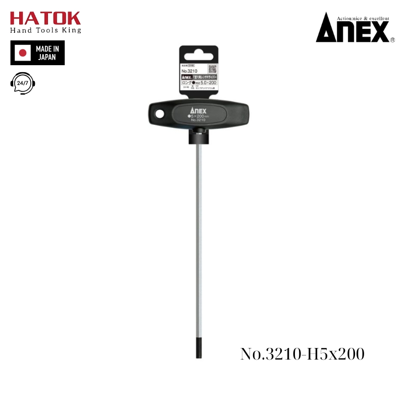 Tô vít lục giác tay cầm chữ T Anex No.3210-H5x200 Nhật Bản