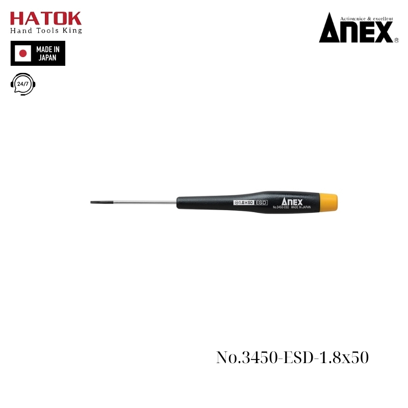 Tô vít điện tử chống tĩnh điện Anex No.3450-ESD-1.8x50 Nhật Bản
