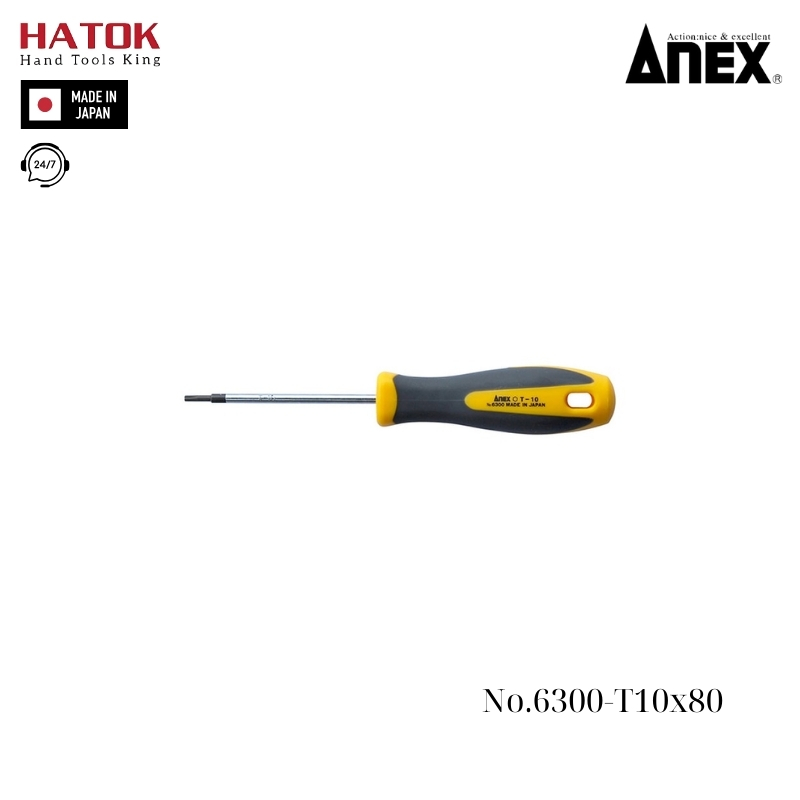 Tô vít hoa thị có lỗ Anex No.6300-T10x80 Nhật Bản