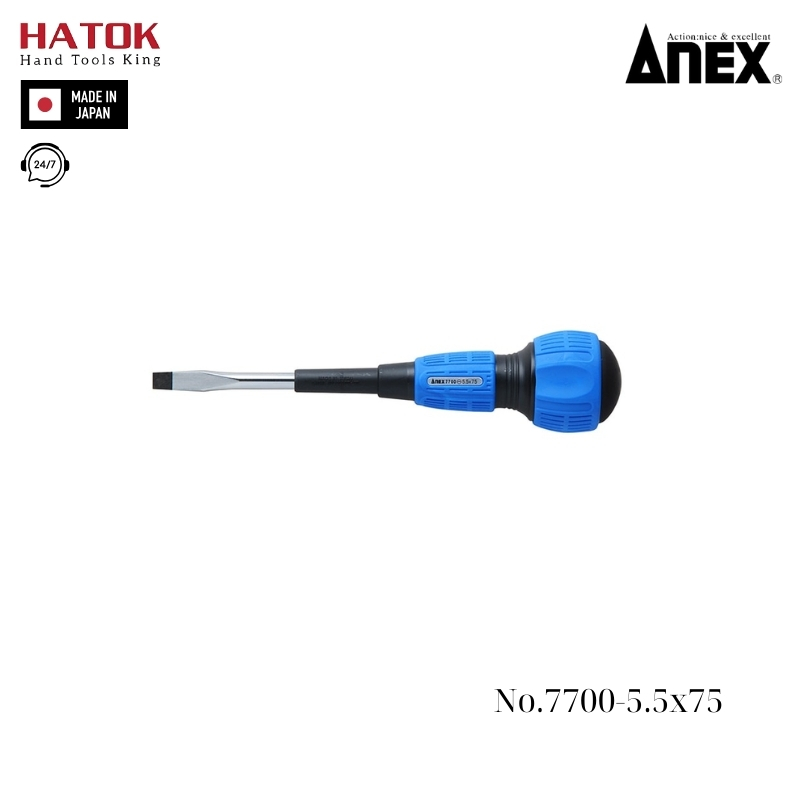 Tô vít 2 cạnh có từ tính Anex No.7700-5.5x75 Nhật Bản