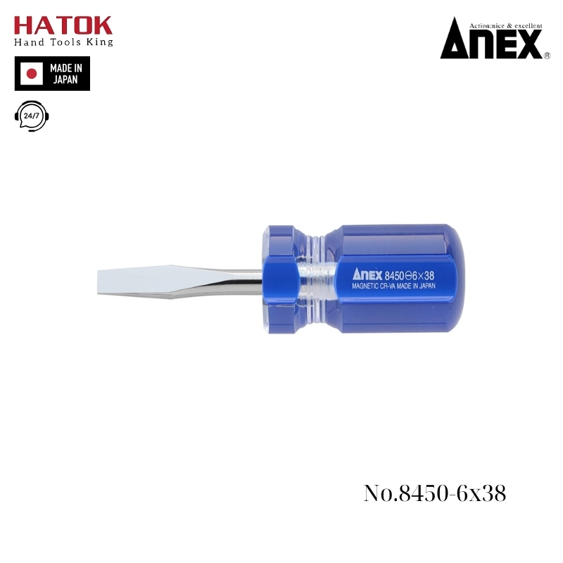 Tô vít cán trong loại ngắn Anex No.8450-6x38 Nhật Bản
