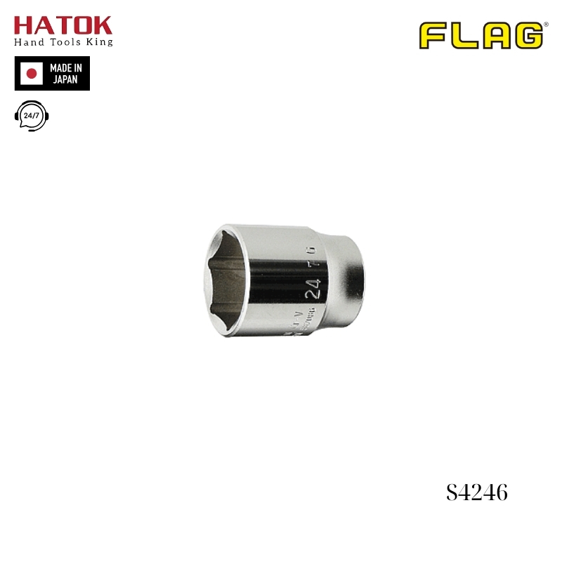 Đầu khẩu 1/2" loại ngắn 6 cạnh 24mm Flag S4246 Nhật Bản