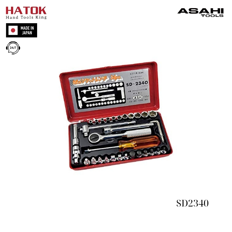 Bộ tuýp 1/4" 34 chi tiết Asahi SD2340 Nhật Bản