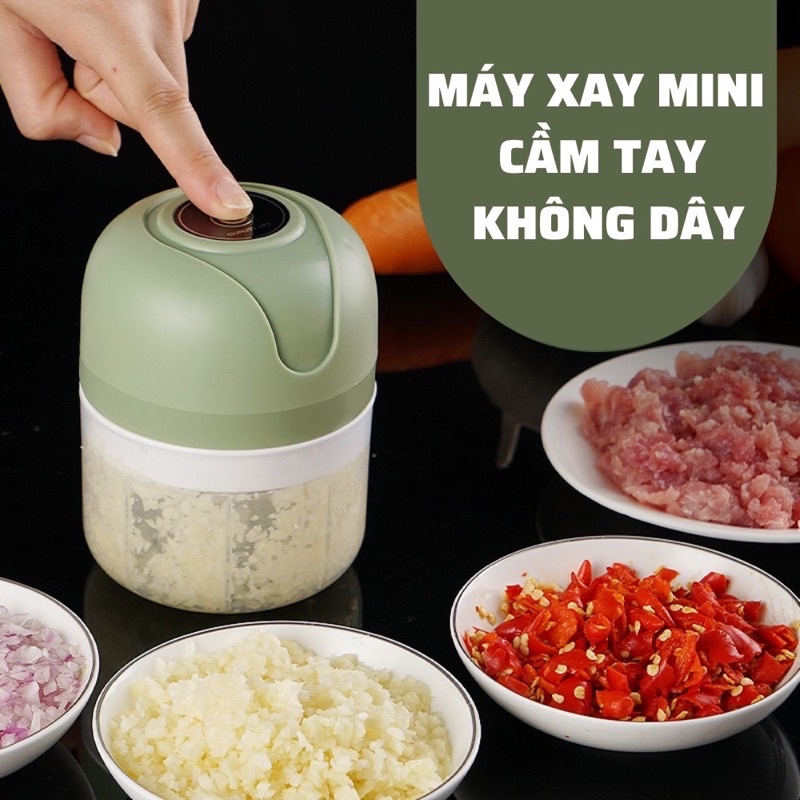 Máy Xay Tỏi Ớt Mẫu Mới Đa Năng Thể Tích 250ml - Máy Xay Mini Cầm Tay Có Cổng Sạc Usb
