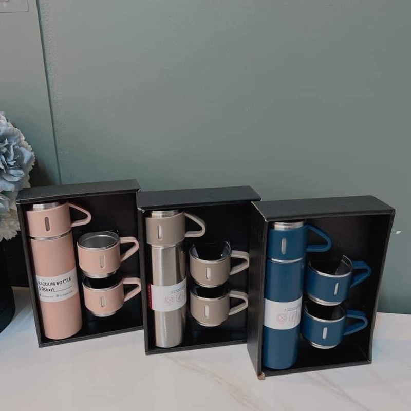 Set Bình Giữ Nhiệt Kèm 2 Cốc Uống Nước Giữa Nhiệt Nóng Và Lạnh Fullbox Thích Hợp Làm Quà Tặng