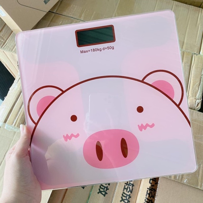 Cân điện tử sức khoẻ hình gấu hồng cute- Cân hình gấu dâu LOSTO theo dõi cân nặng gia đình độ chính xác cao