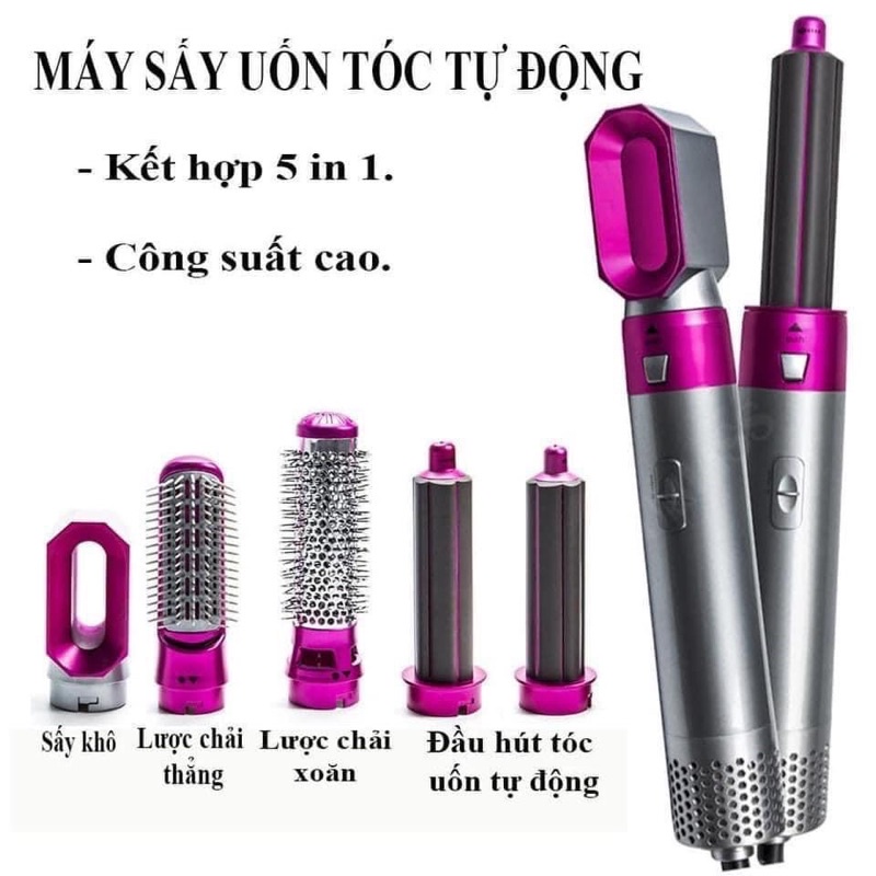 Máy tạo kiểu tóc, lược điện làm tóc đa năng 5in1 máy sấy tóc tự động, uốn xoăn, làm phồng cao cấp hàn quốc