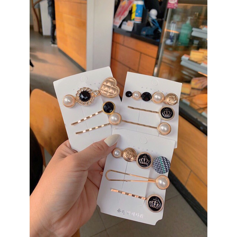 Set 3 vỉ kẹp tóc style Hàn quốc