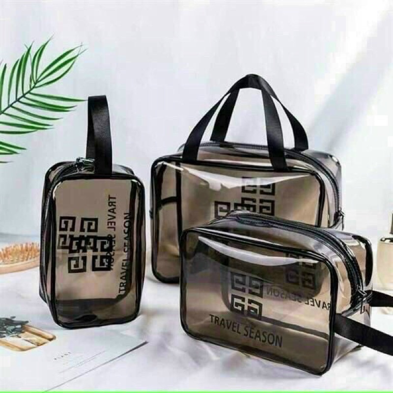 [Set 3 Túi] Túi Đựng Mỹ Phẩm Trong Suốt Chống Thấm Nước Đa Dạng Kích Thước Đi Biển Đi Bơi Tiện Lợi Du Lịch Cho Cả Nhà