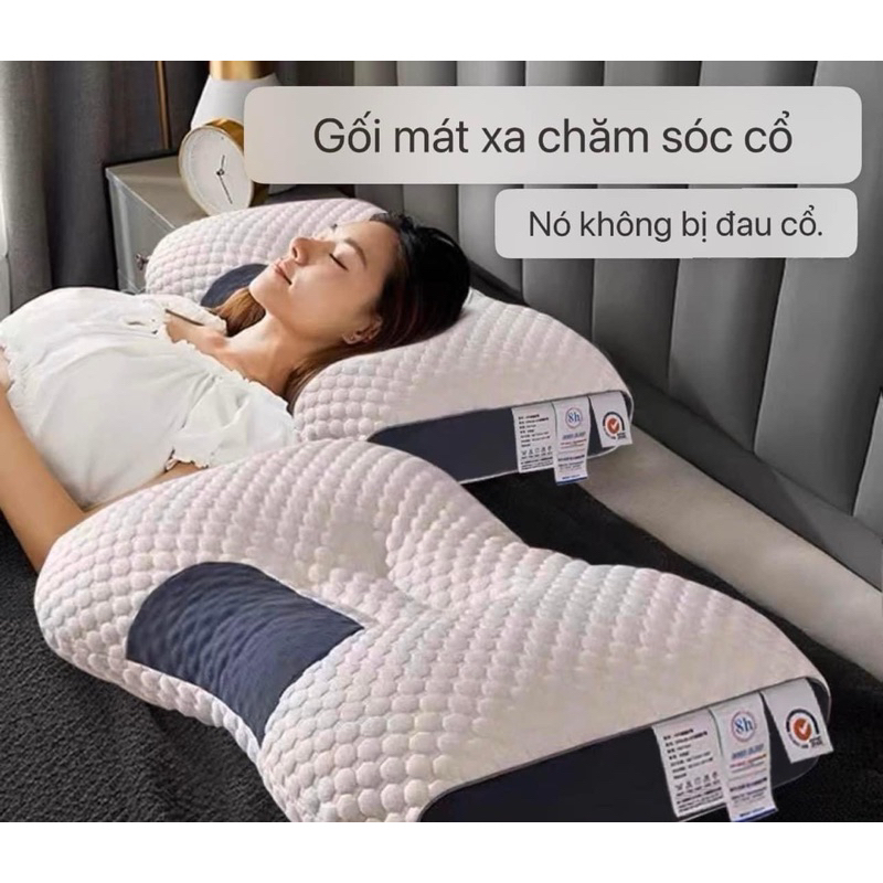 Gối Spa Dệt Kim Cao Cấp Chuyên Massage Vai Gáy Giảm Tình Trạng Đau Cổ, Thoái Hoá Cổ, Bảo Vệ Đốt Sống Cổ Giúp Ngủ Ngon