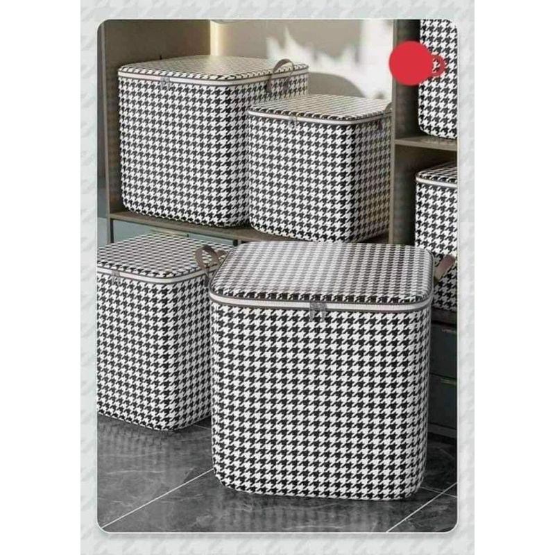 Túi Đựng Chăn Màn Quần Áo Kẻ Caro 100L Chất Vải Dù Chống Nước