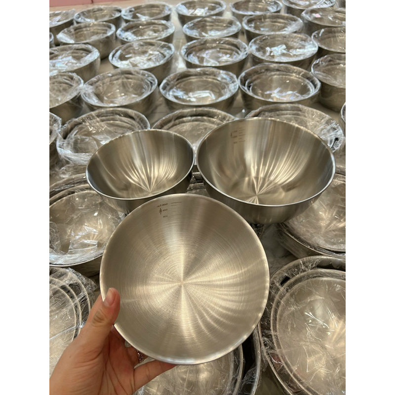 Set 3 Thau Inox 304 Có Chia Vạch Dung Đễ Trộn Bột, Đựng Salad Đánh Trứng, Âu Inox Đựng Thực Phẩm