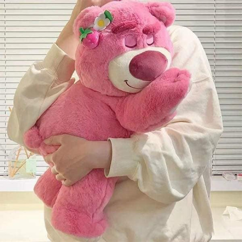 Set Chăn Kèm Gối Gấu Dâu 2 Trong 1 Gối Gấu Dâu Siêu Xinh Tặng Kèm Mền Nhung Siêu Mịn Bên Trong