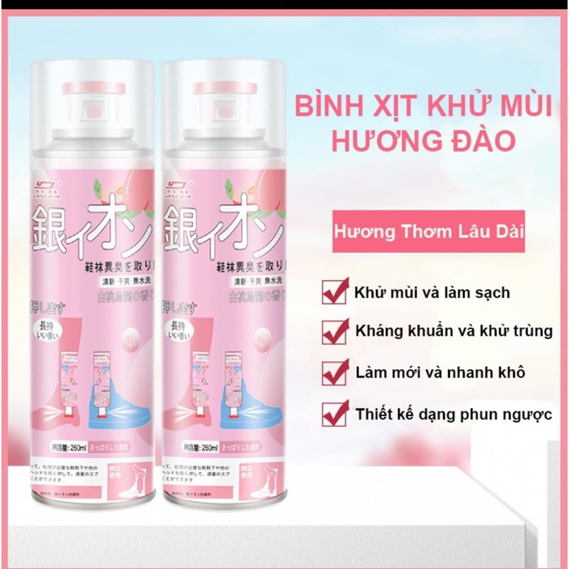 Bình Xịt Giày Chống Hôi Chân Hương Hoa Đào Thơm Ngát Và Nano Khử Mùi Hiệu Quả Khử Mùi Giày Dép