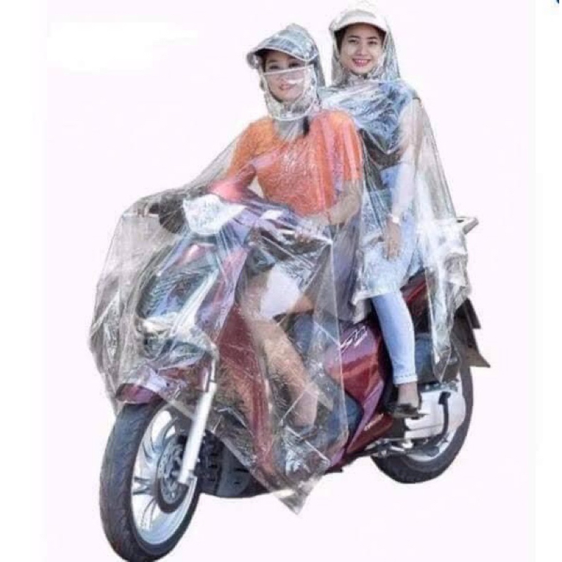 Áo Mưa Trong Suốt 1 Đầu - 2 Đầu Có Che Mặt Cánh Dơi Nhựa Vi Sinh