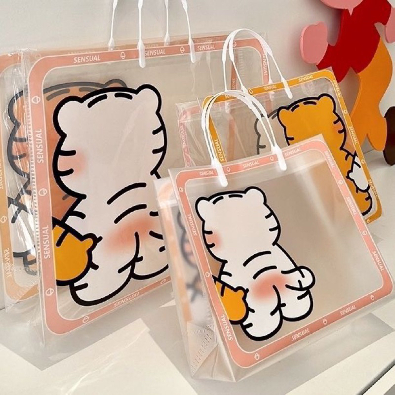 Set 3 Túi Hình Hổ Siêu Cute Chống Thấm Có Quai Xách Siêu Tiện Lợi