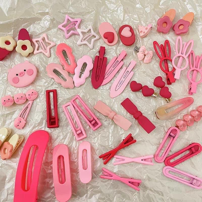 Set Kẹp Tóc 19 Món Màu Hồng Siêu Đáng Yêu Cho Mọi Lứa Tuổi Combo Kẹp Cho Bé