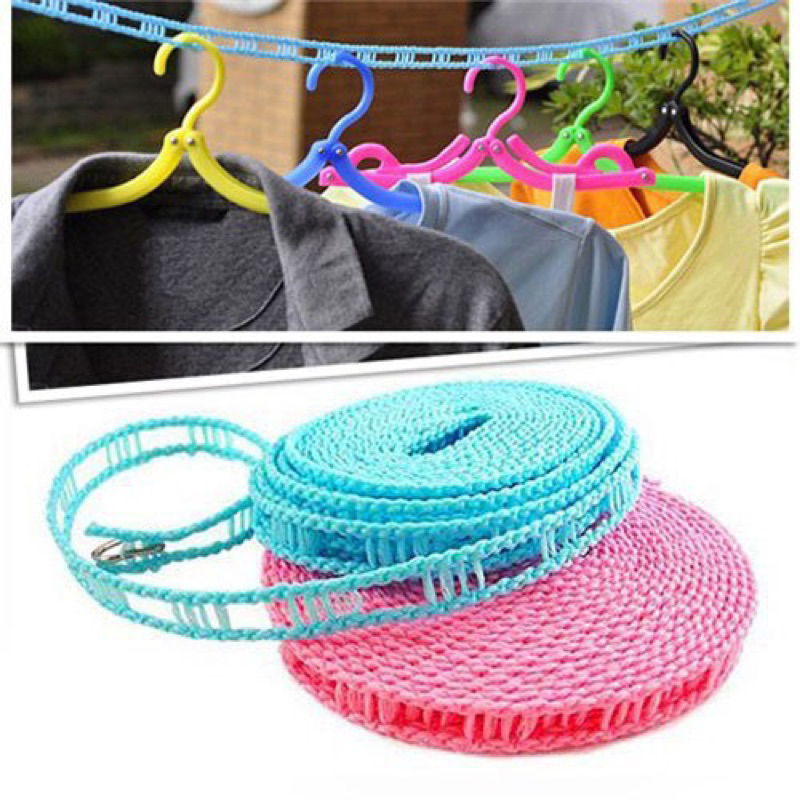 Cuộn Dây Phơi Quần Áo Thông Minh 5M Có Nhiều Lỗ Móc Chống Bay Trượt Móc Phơi Đồ