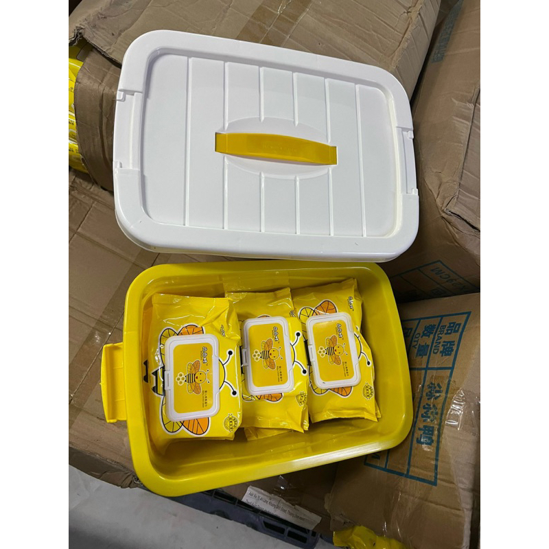 Combo 10 Khăn Ướt Tặng Kèm Thùng Nhựa Khăn Ướt Không Mùi Tặng Thùng Siêu Dễ Thương