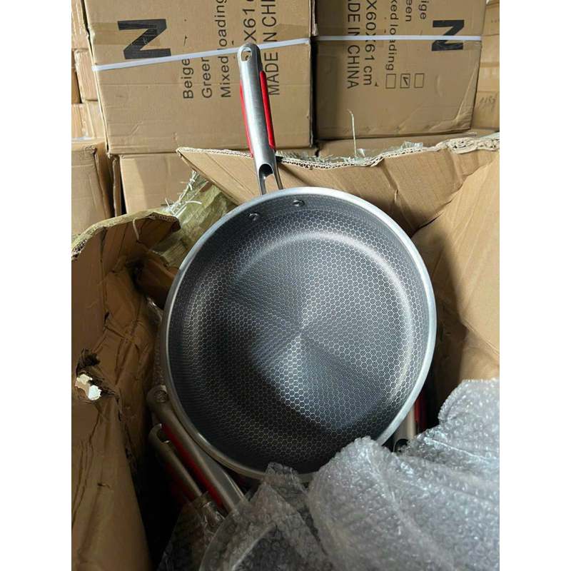 Chảo Tổ Ong Đáy Bằng Inox 304 Dùng Được Trên Tất Cả Các Loại Bếp Dùng Đễ Chiên Xào Rang Cơm
