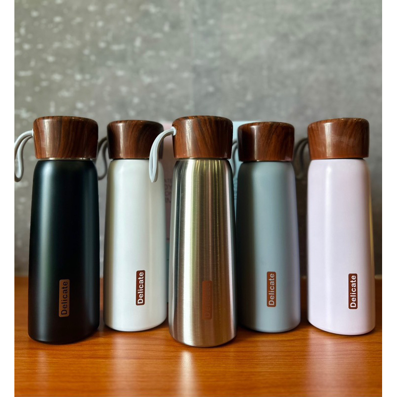 Bình Giữ Nhiệt Inox 304 500ml Nắp Gỗ Có Dây