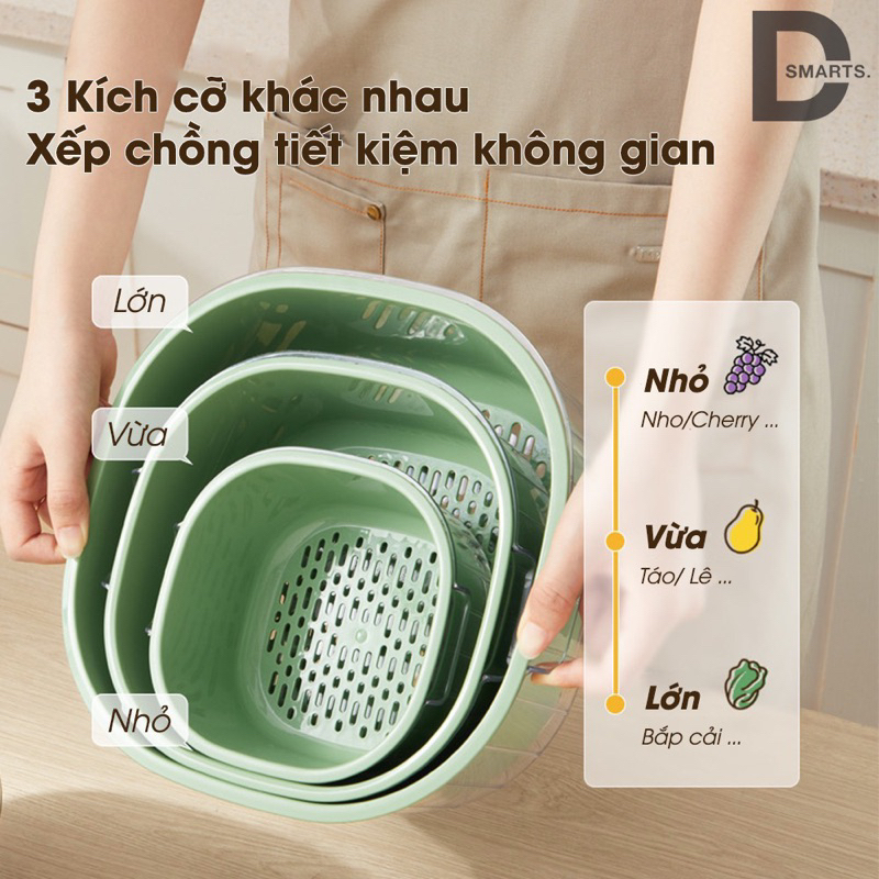 Bộ 6 Món Thau Rổ Đựng Thực Phẩm Có Lỗ Thoát Nước