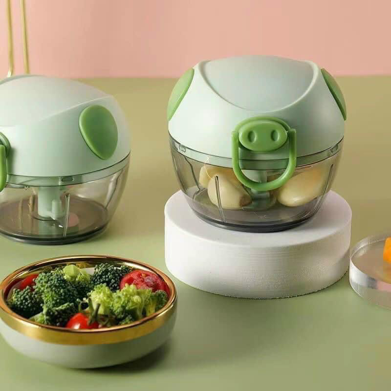 Dụng Cụ Xay Tỏi Ớt Hình Heo Kéo Tay