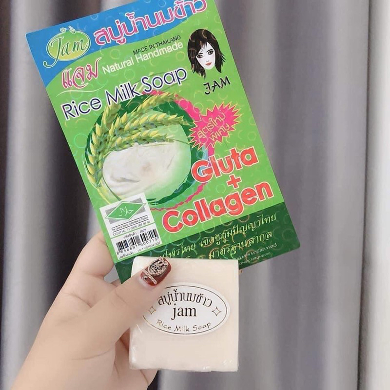 Xà Phòng Tắm Toàn Thân Rữa Mặt Cám Gạo Jam Thái Xà Bông Nghệ - Lựu Kiềm Dầu Sáng Da