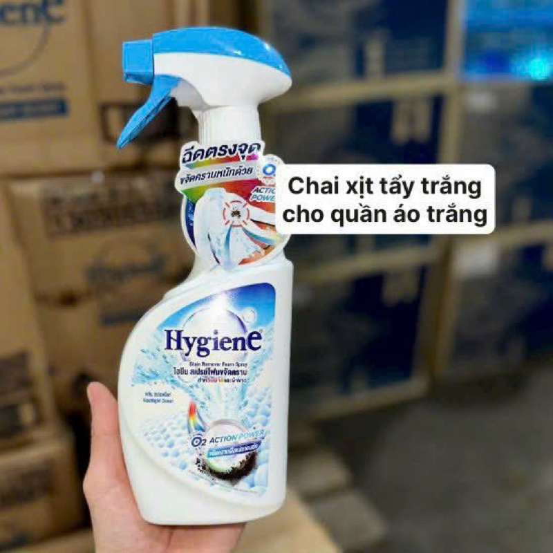 Xịt Tẩy Trắng Quần Áo Hygiene Thái Lan Tẩy Vết Bẩn Cứng Đầu Dạng Xịt Không Cần Ngâm Quần Áo Trước