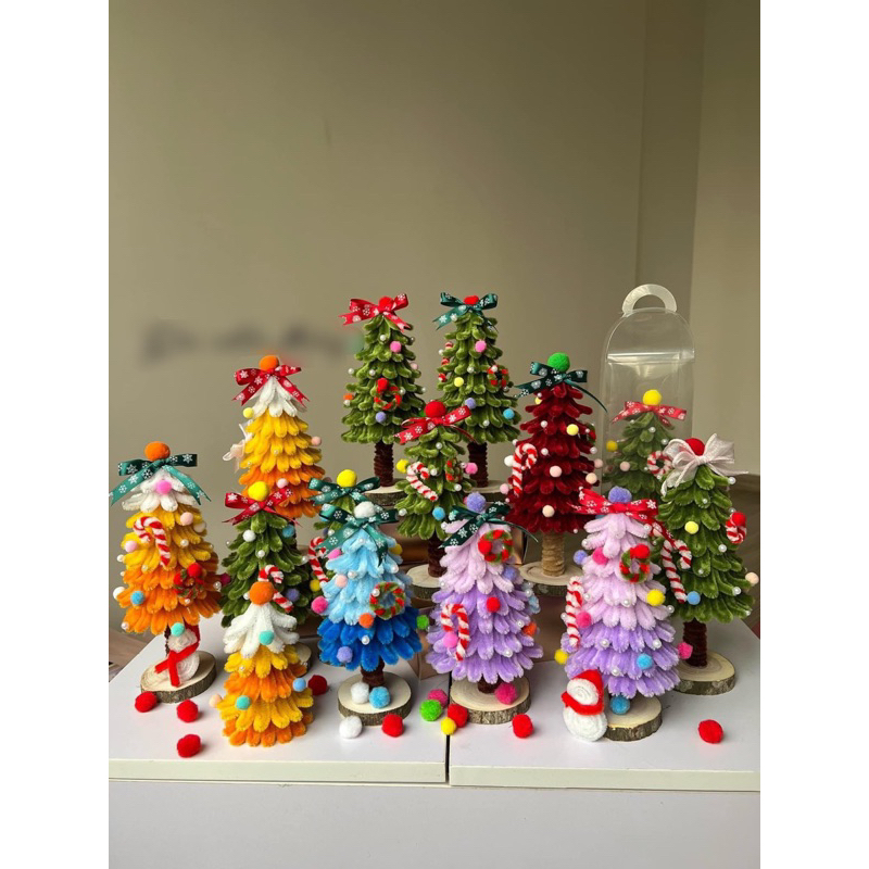 [ Full phụ kiện ] Set Tự Làm Cây Thông Noel Bằng Kẽm Nhung Nhiều Kích Thước Nguyên Liệu Làm Cây Thông Kẽm Nhung