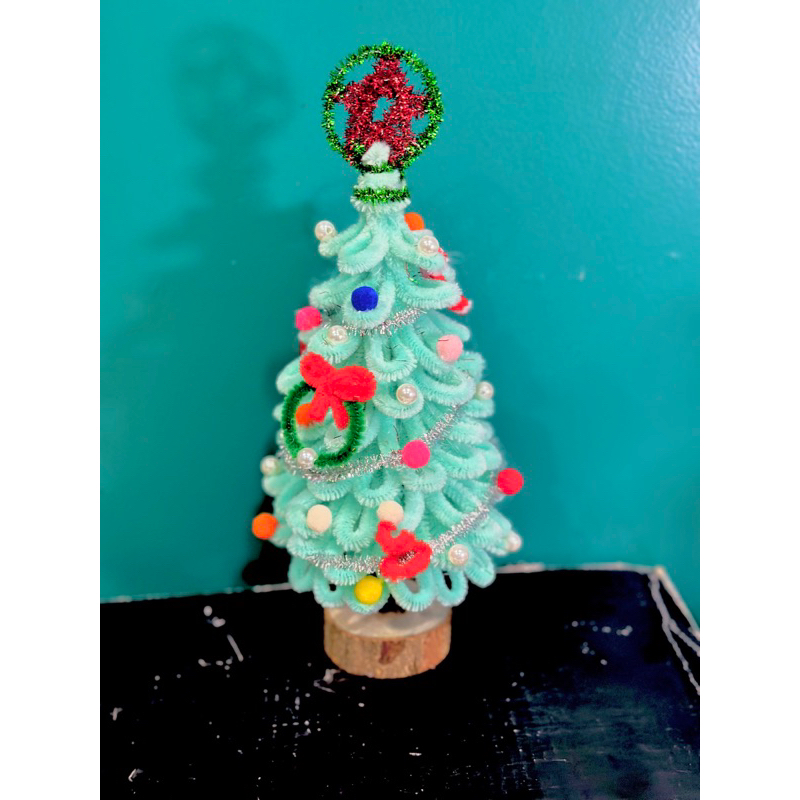 [Full phụ kiện ] Set Nguyên Liệu Làm Cây Thông Noel Bằng Kẽm Nhung Tặng Kèm Đèn Led