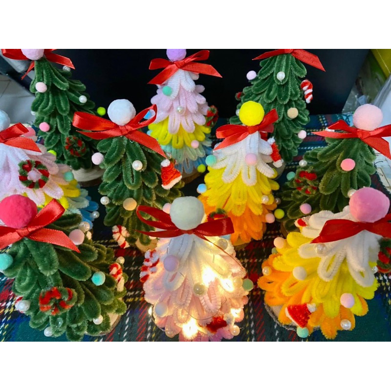 [ Full phụ kiện ] Set Tự Làm Cây Thông Noel Bằng Kẽm Nhung Nhiều Kích Thước Nguyên Liệu Làm Cây Thông Kẽm Nhung