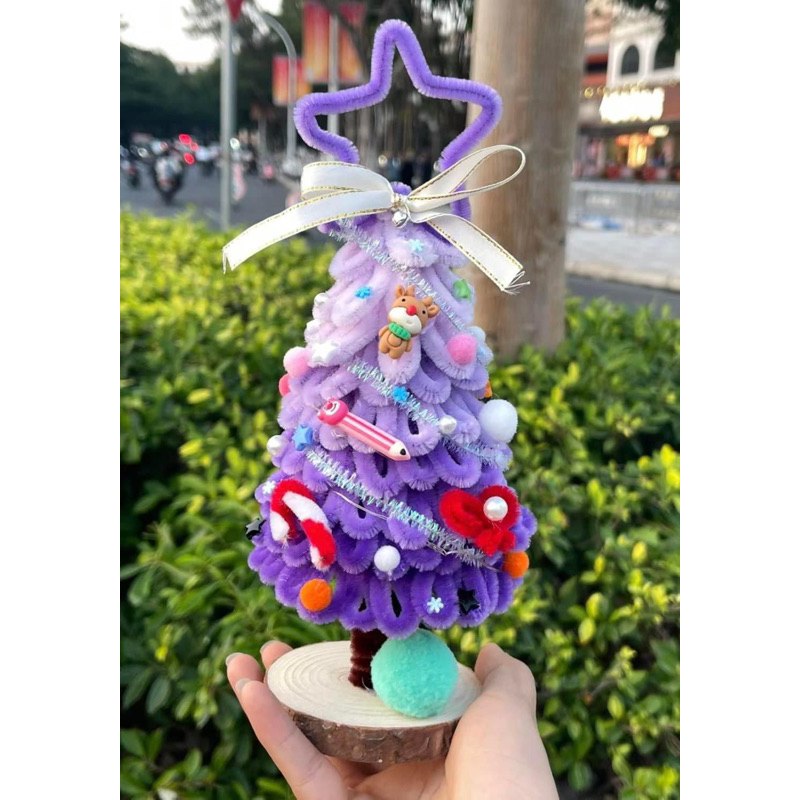 [ Full phụ kiện ] Set Tự Làm Cây Thông Noel Bằng Kẽm Nhung Nhiều Kích Thước Nguyên Liệu Làm Cây Thông Kẽm Nhung